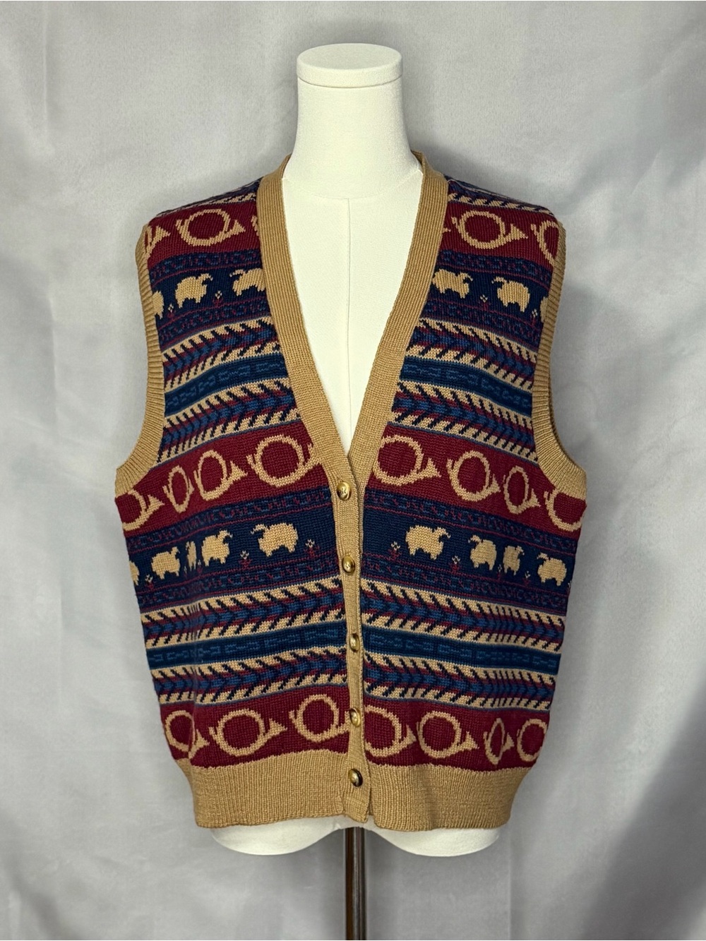 Pendleton Knockabouts 100% Wool Cardigan Sweater Vest 90s Vintage